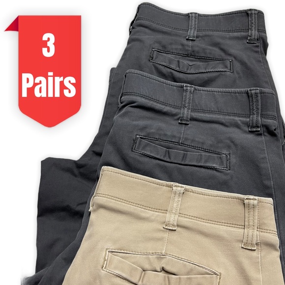 Wrangler Flex Waist Khaki Pants 3 Pairs 